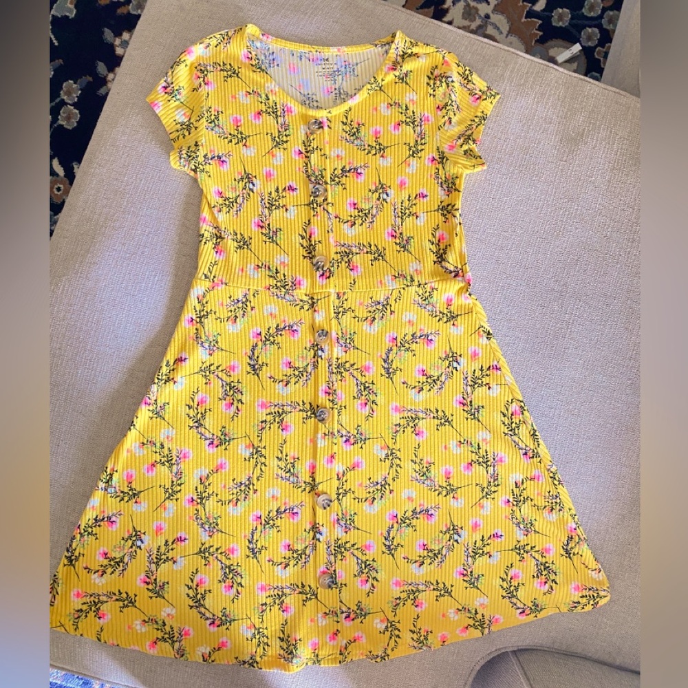 Yellow Floral Skater Dress